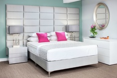 Oscar Custom Upholstered Wall Panels and matching Boutique Bed base