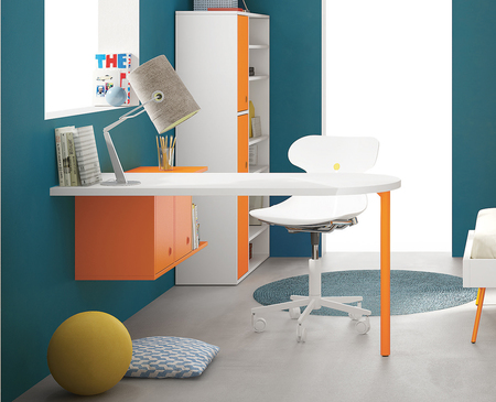 Battistella Rounded Desk and Luce Wall Unit