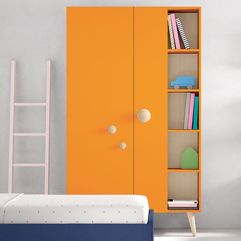 Battistella Woody Wardrobe With, Wardrobe With Open Shelves And Drawers
